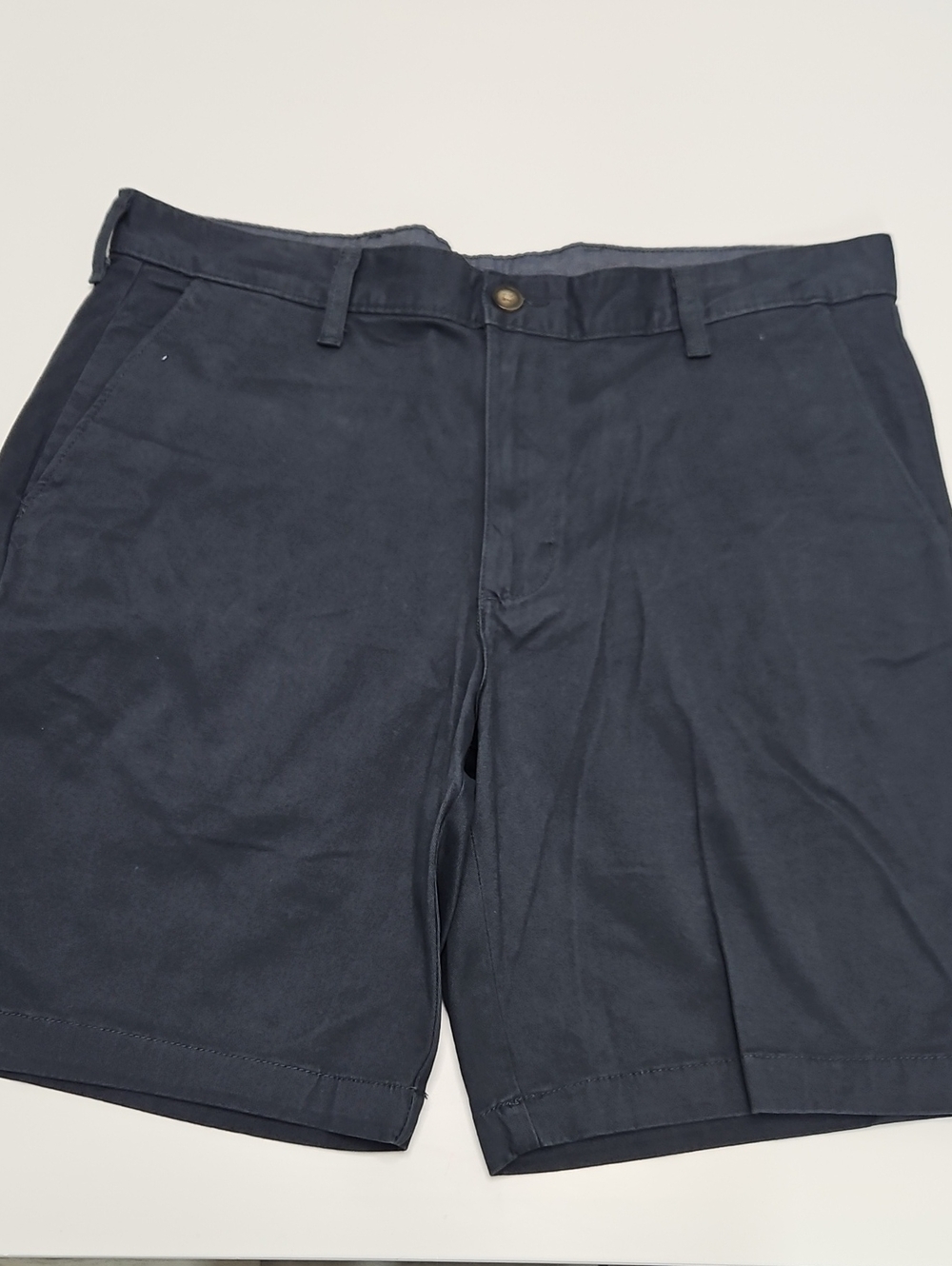 Men's Flat Front Navy Shorts — Clean Tailored Style